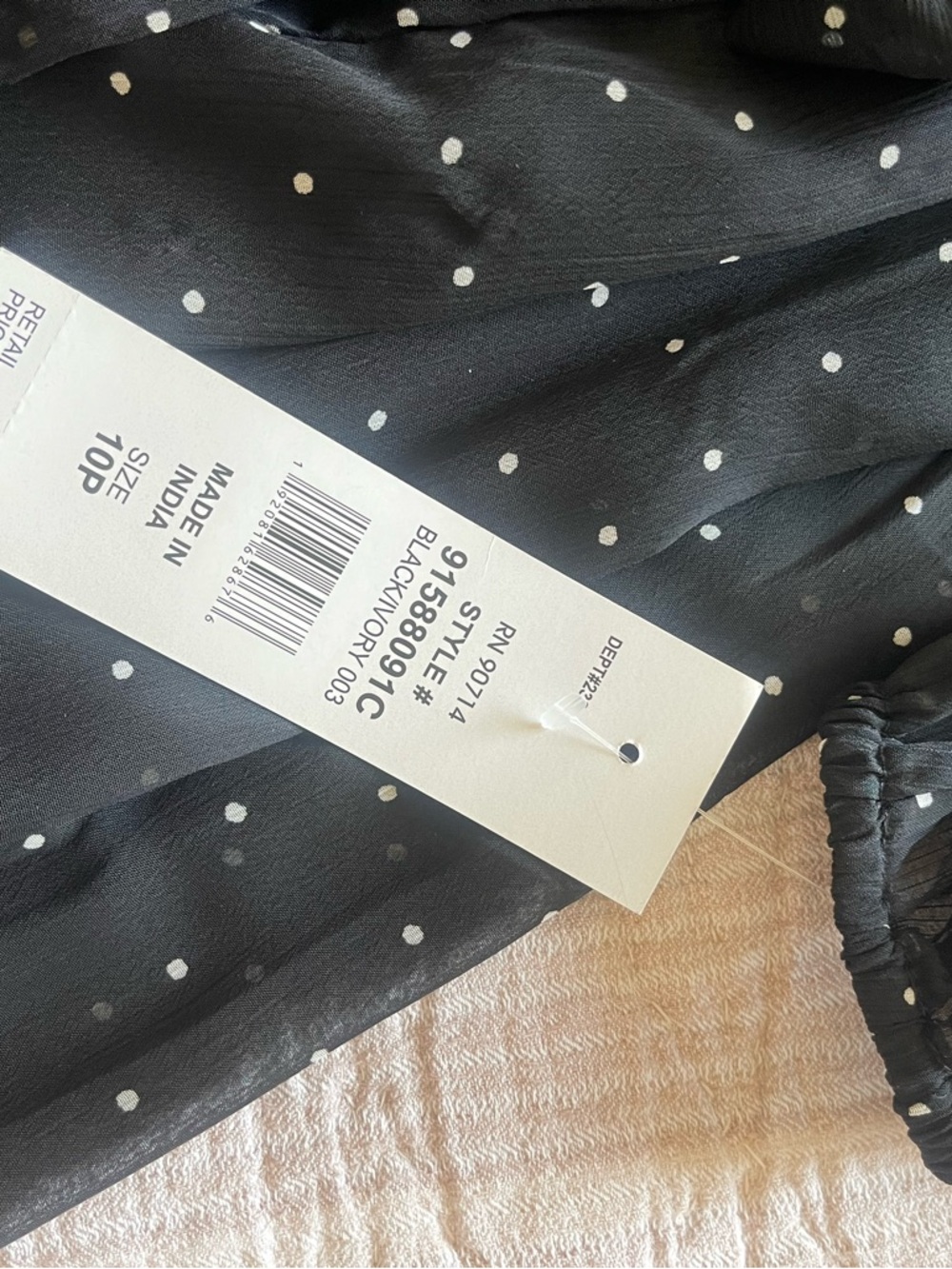 MSK Black Mini Dress with White Polka Dots - Picture 5 of 5